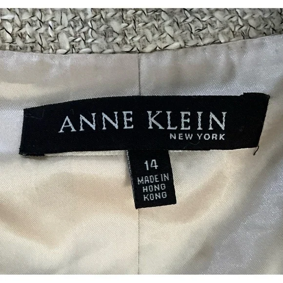 Anne Klein Tweed Turn Lock Jacket Beige Career Office Womens Size 14 Classic - Picture 5 of 7